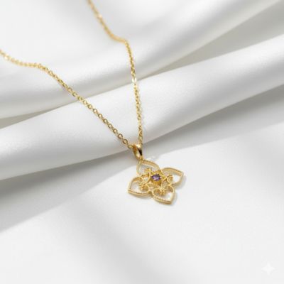 Four-Leaf Crystal Pendant Necklace  best for Party Wear Necklace Set | Fashion Jewellery Online in Pakistan 2025