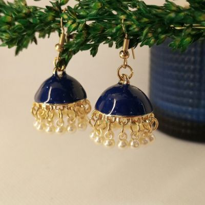 Blue Pearl Drop Jhumka